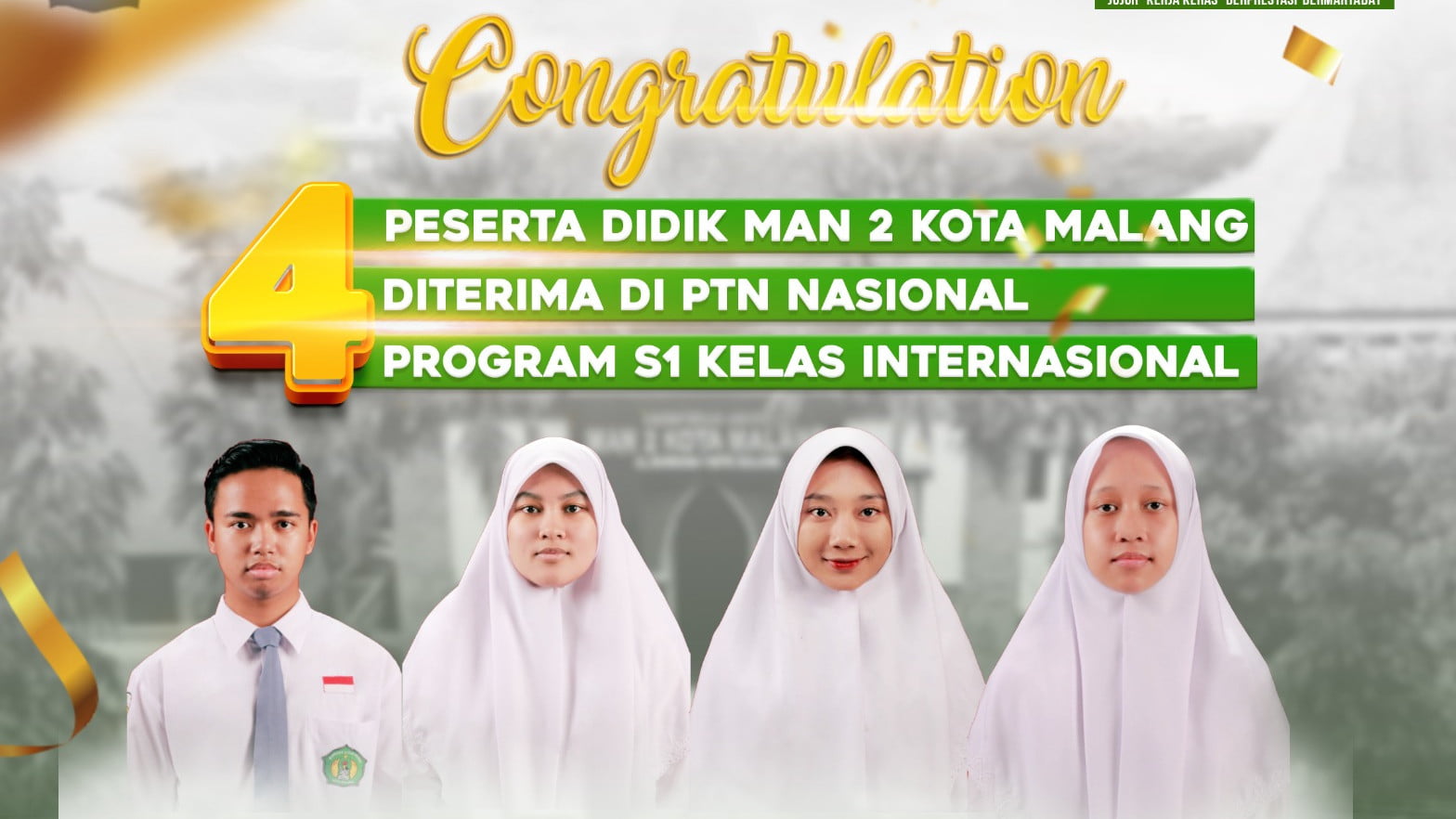 Mbois! 4 Siswa MAN 2 Kota Malang Berhasil Diterima Program S1 Internasional UI, UGM dan Unair