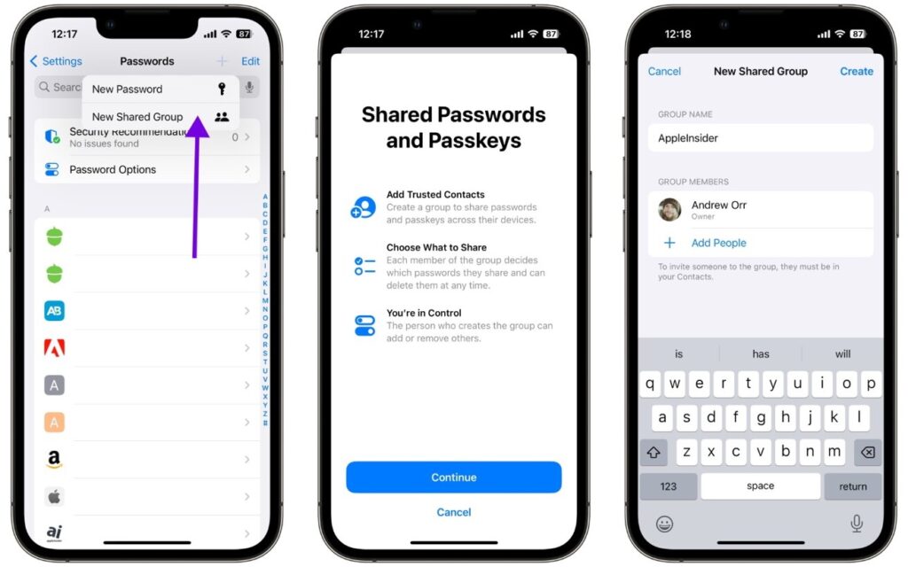 Cara Bagikan Password dan Passkeys dengan Keluarga dan Teman di IOS 17 (Image: Appleinsider.com)
