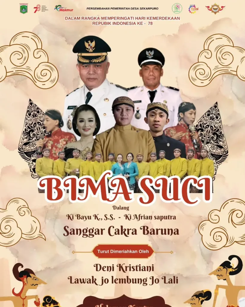 Dalang Pagelaran Wayang Kulit di Desa Sekarpuro Pakis Kabupaten Malang 2023 Ki Bayu K., S.S dan Ki Afrian Saputra