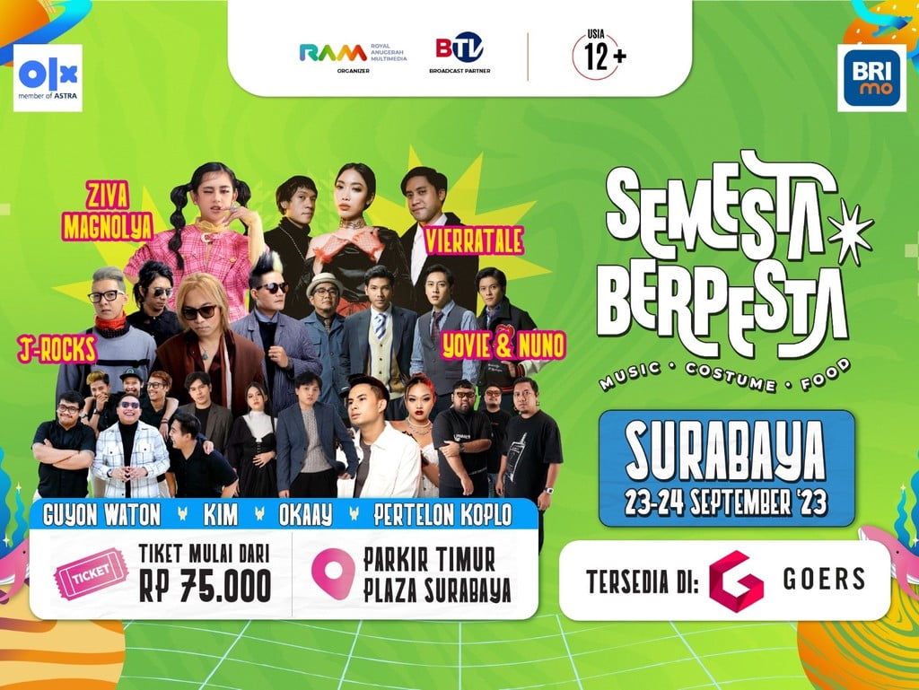 Link Tiket Online, Info Daftar Artis Semesta Berpesta Surabaya 23-24 September 2023