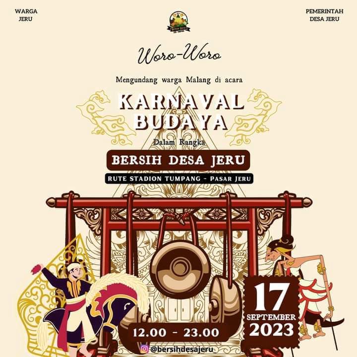 Woro-woro! Jadwal Karnaval Budaya Dalam Rangka Bersih Desa Jeru Tumpang, Catat Rute dan Tanggalnya!