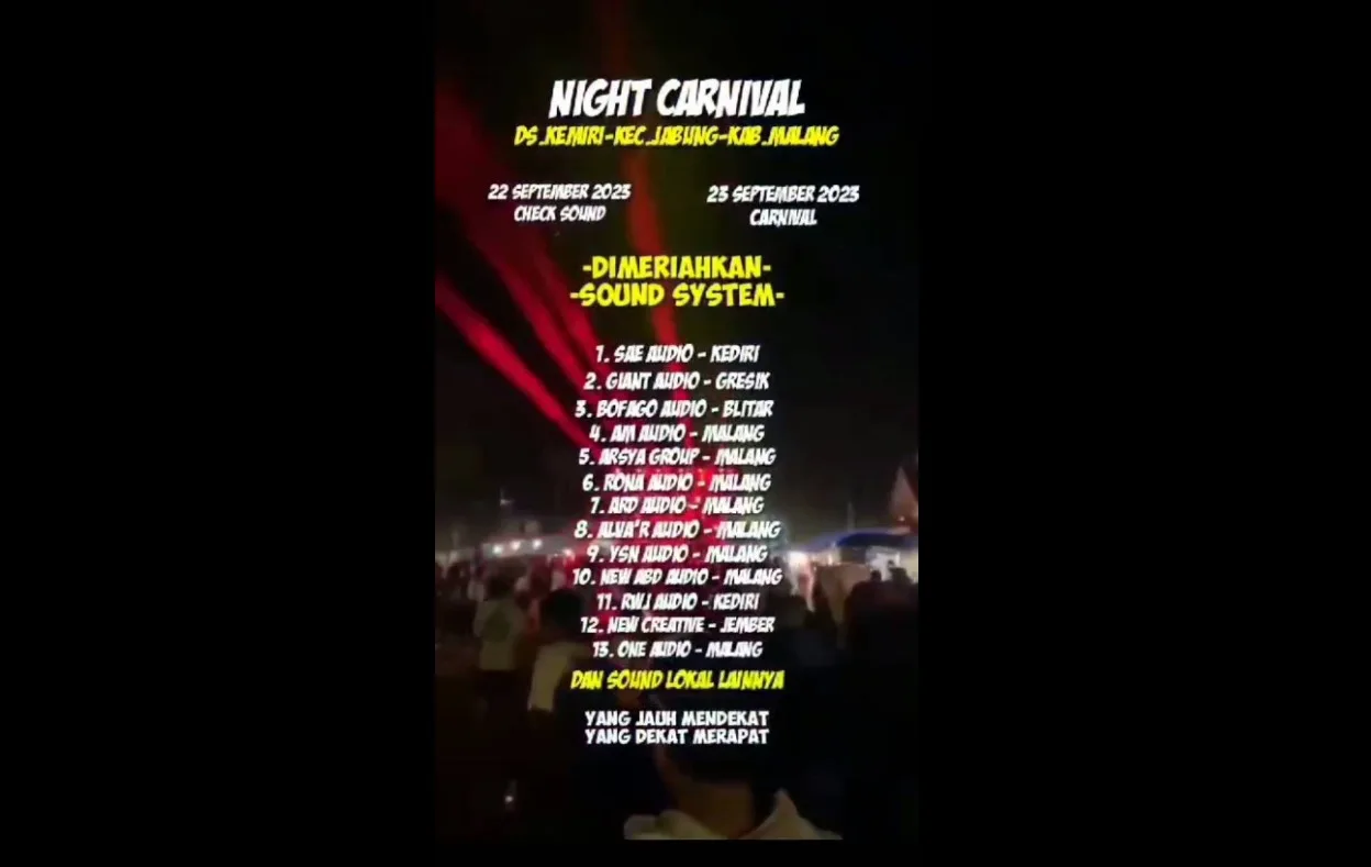 BOLO! Jadwal Cek Sound Kemiri Jabung, Kabupaten Malang 22 September 2023 Bakal Dimeriahkan 15 Lebih Sound Horeg