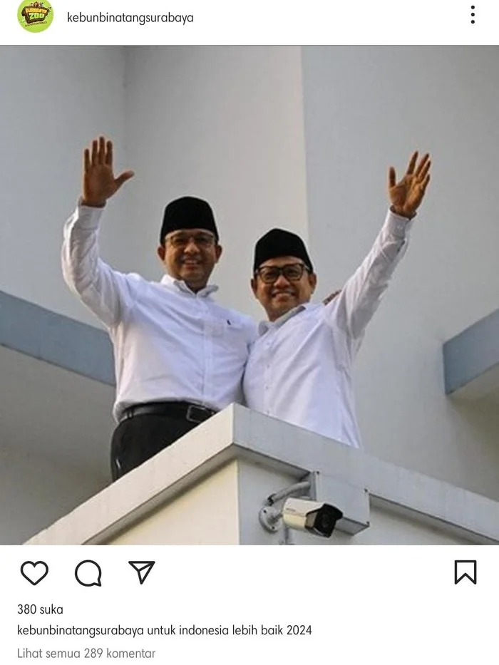 Geger! Akun IG Kebun Binatang Surabaya Posting Foto Anies-Cak Imin, Diduga di Hack?