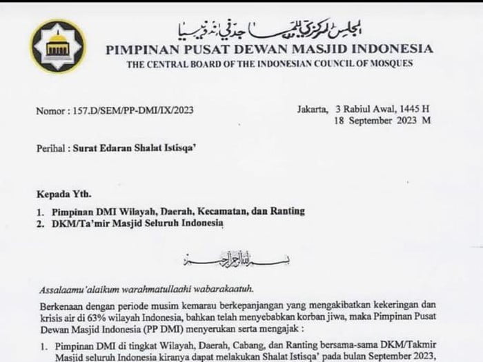 Dewan Masjid Indonesia Ajak Umat Muslim Sholat Istisqa di Bulan September 2023, Begini Seruanya