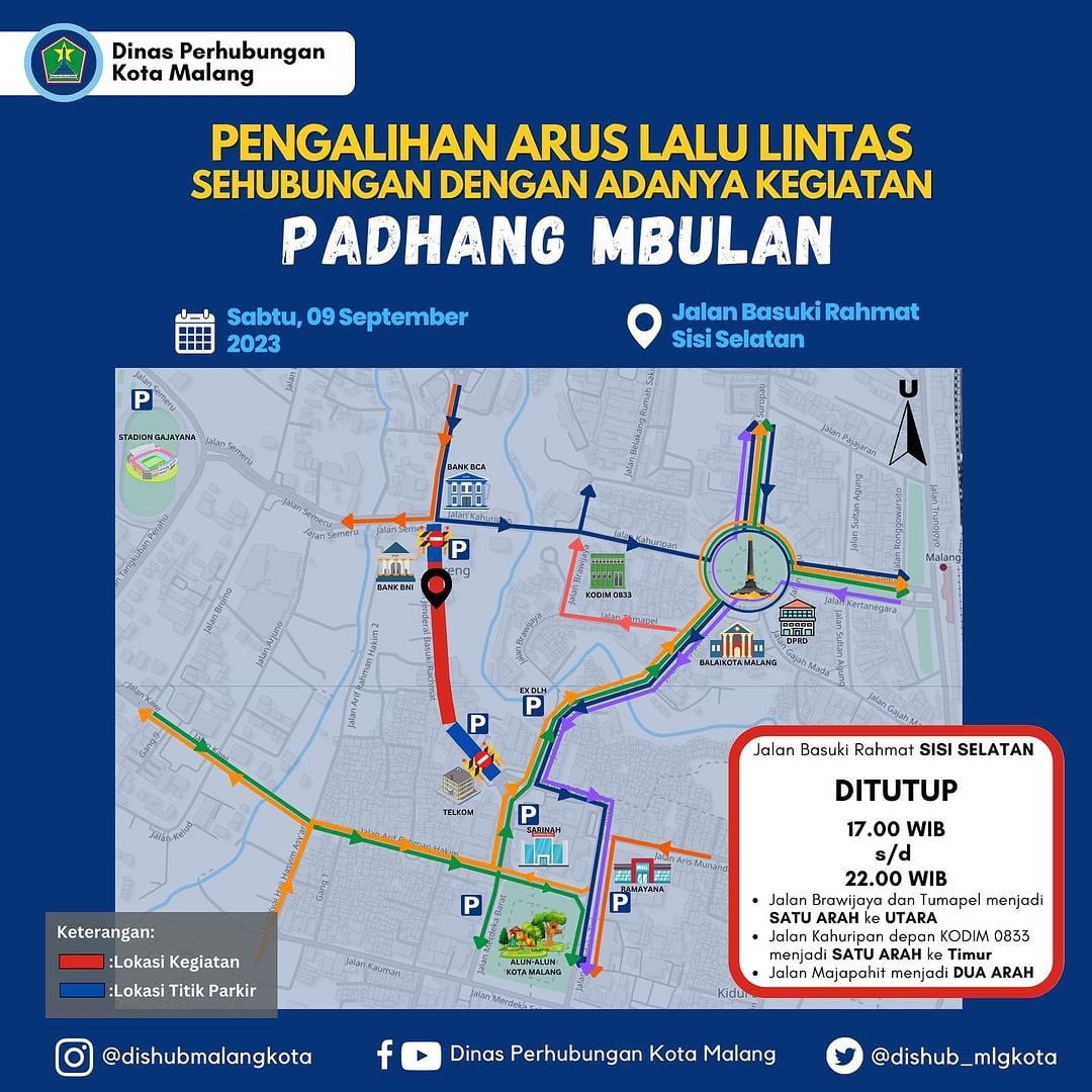 Ditutup 5 Jam, Event Padhang Mbulan di Jl. Basuki Rahmat 9 September 2023, Ini Info Pengalihan Arus Lalu Lintas