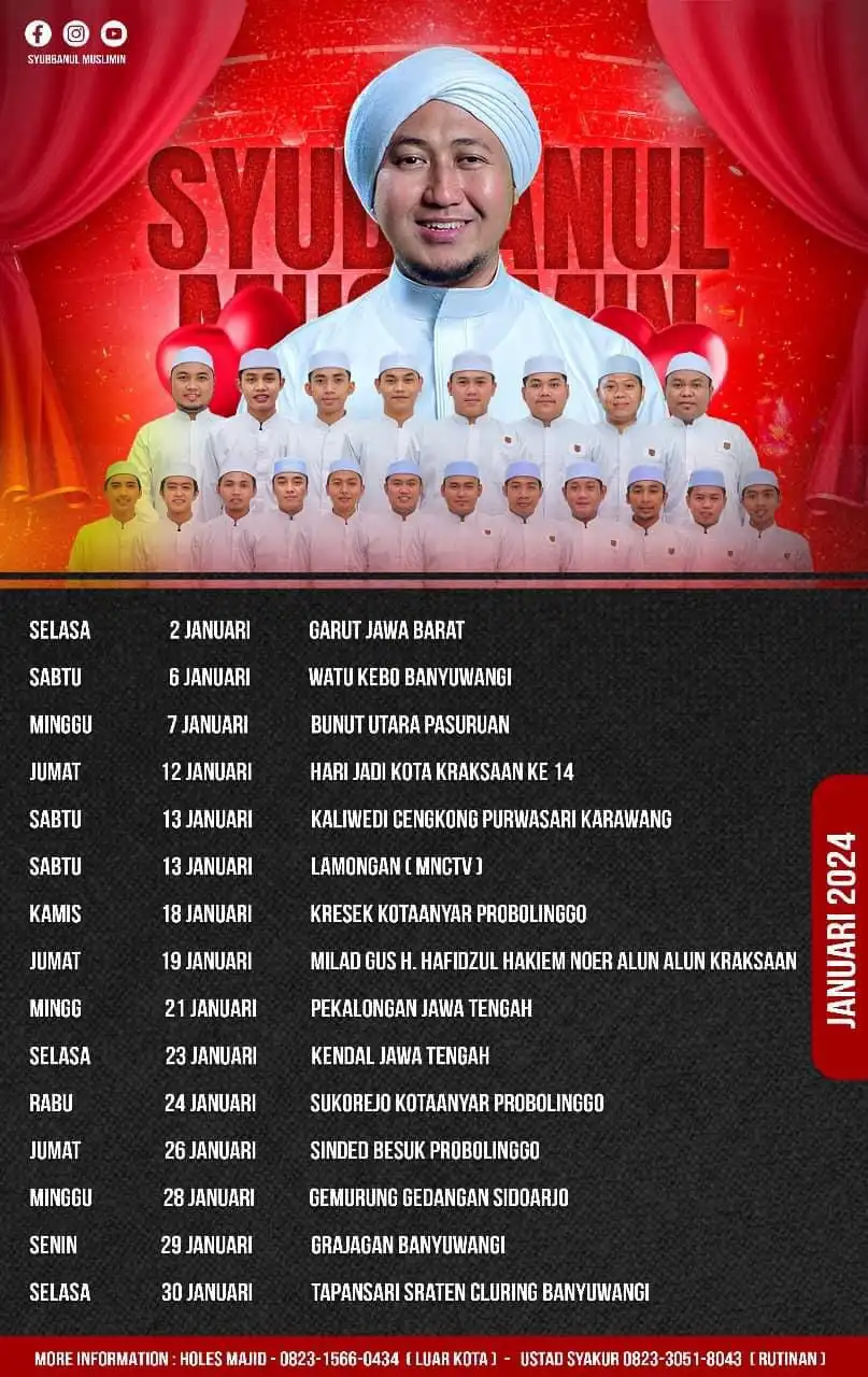 Jadwal Syubbanul Muslimin Januari 2024, Ada Garut, Banyuwangi, Lamongan dan Pekalongan