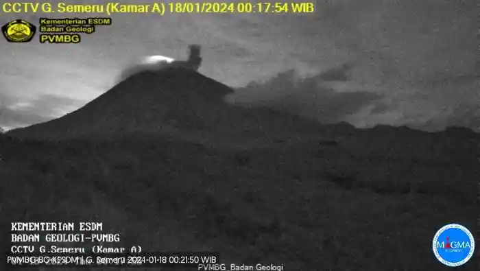 Gunung Semeru Erupsi Hari ini 18 Januari 2024