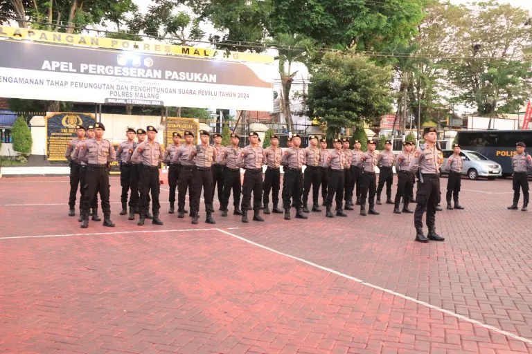 Perkuat Pengamanan Pemilu 2024, Polres Malang Terima Tambahan Personel dari Direktorat Samapta Polda Jatim