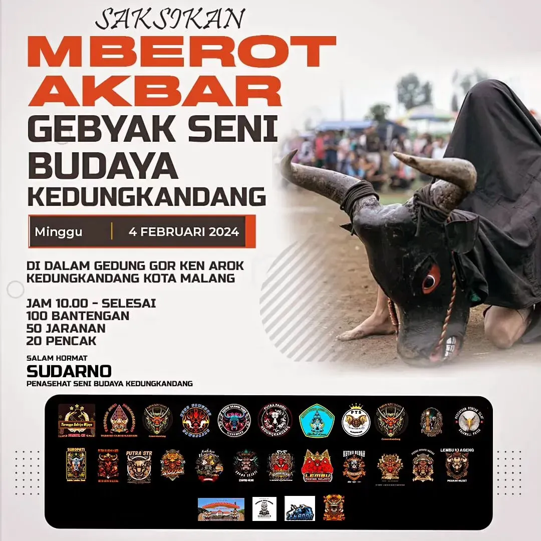 Jadwal Mberot Akbar ‘Bantengan’ di Gor Ken Arok Malang, Minggu 4 Februari 2024