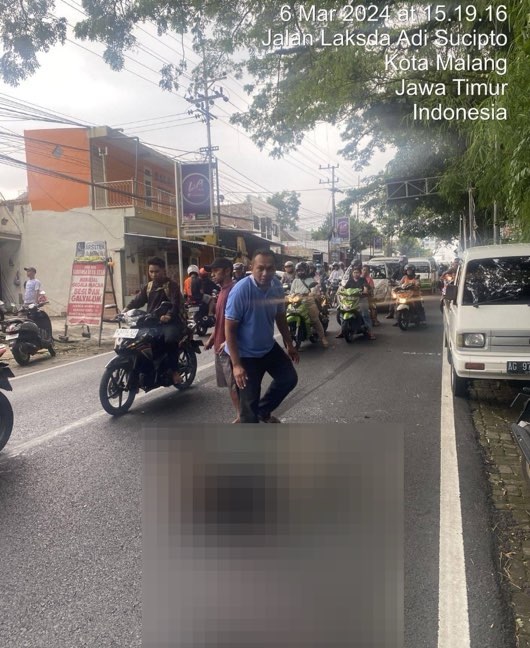 Kecelakaan Tunggal di Jalan LA Sucipto Pandanwangi Blimbing Malang, Seorang Perawat Terluka