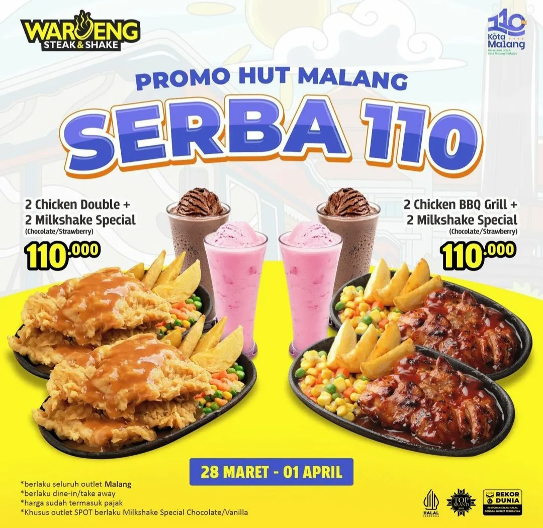 Daftar Promo Spesial Waroeng Steak untuk Memperingati HUT Kota Malang ke-110