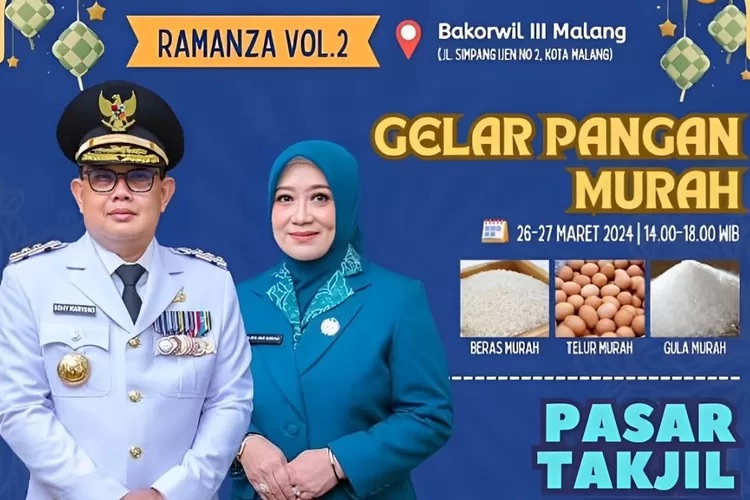 Pasar Takjil Gratis dan Gelar Pangan Murah Ramadhan 1445 H Diadakan di Kota Malang