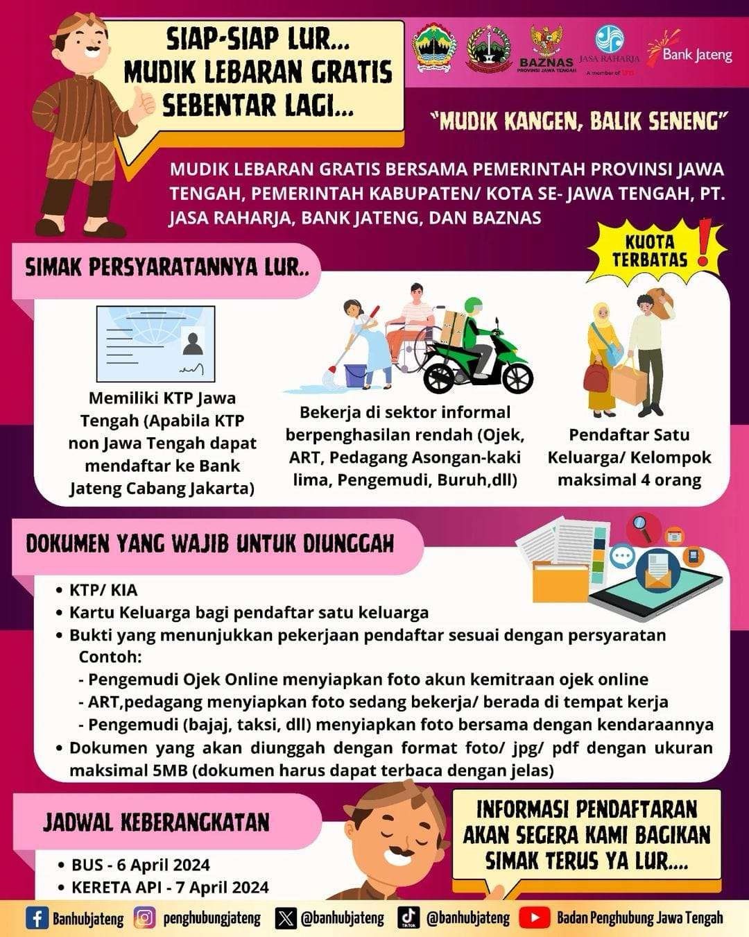 Mudik Gratis Pemprov Jateng 2024 Dibuka, Ini Cara Daftar dan Persyaratannya