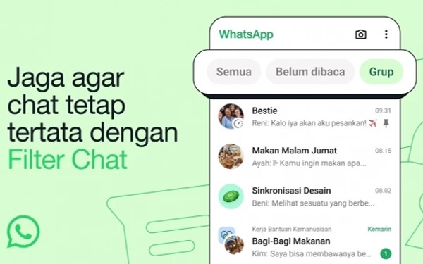 WhatsApp, Platform Chatting Terbesar Dunia, Meluncurkan Filter Chat Baru