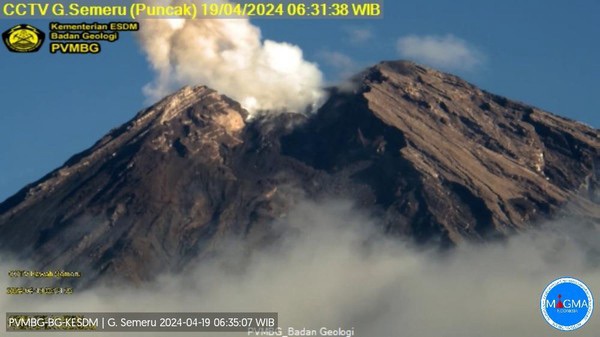 Gunung Semeru Erupsi Dua Kali dengan Ketinggian Erupsi 500 Meter