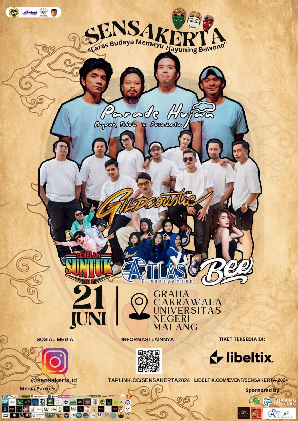 Jadwal Konser Sensakerta Universitas Negeri Malang 24 Juni 2024 Ada Payung Teduh hingga Parade Hujan