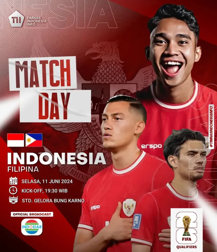 Jadwal dan Link Streaming Timnas Indonesia vs Filipina di Kualifikasi Piala Dunia 2026
