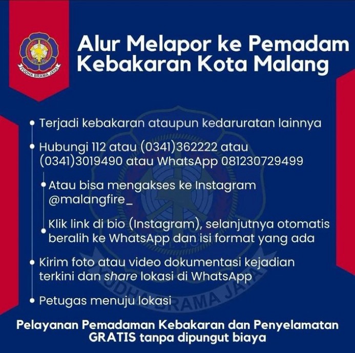 Cara Lapor Kebakaran di Kota Malang, Cepat bisa Lewat WA dan Telepon