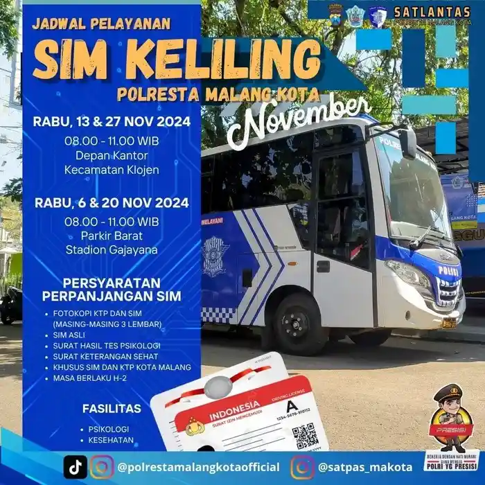 Lengkap! Jadwal SIM Keliling Malang November 2024, Jam dan Lokasi Terbaru
