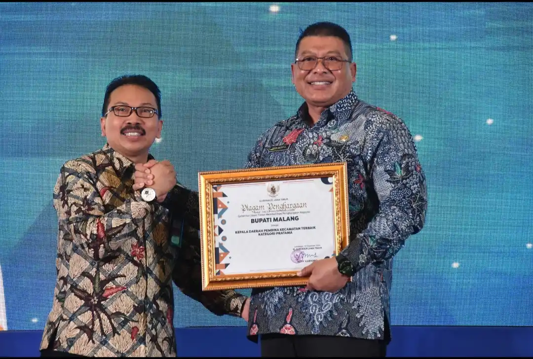 Bupati Malang Raih Penghargaan sebagai Kepala Daerah Pembina Kecamatan Terbaik di Jatim