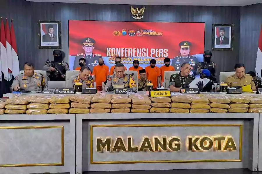 Polresta Malang Kota Bongkar Jaringan Narkoba, 163 Kg Ganja Diamankan!