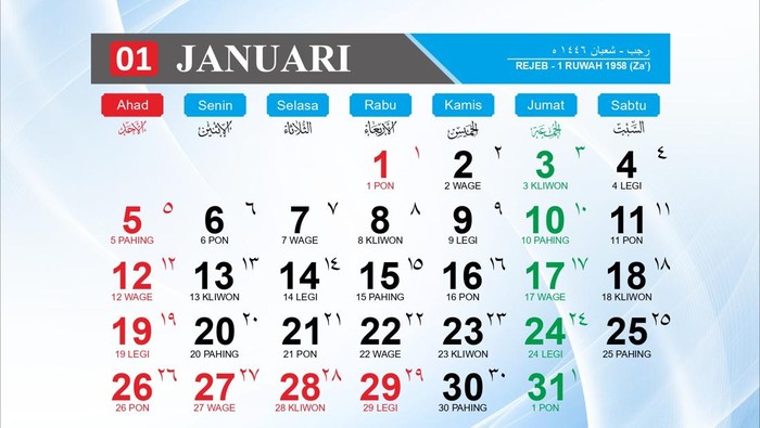 Kalender Hijriah Hari Ini: Tanggal 14 Januari 2025 Bertepatan dengan 14 Rajab 1446 H