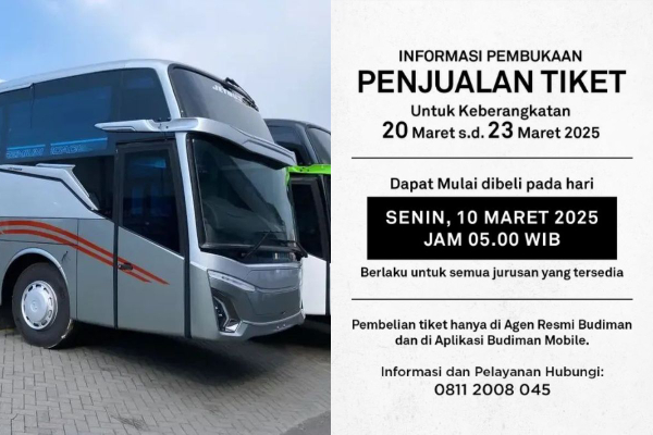 Harga Tiket Bus Budiman Jelang Lebaran Idul Fitri 1446 H