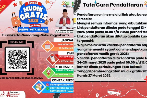 Siap Mudik Gratis? Inilah Caranya Daftar di Dishub Kota Bekasi 2025