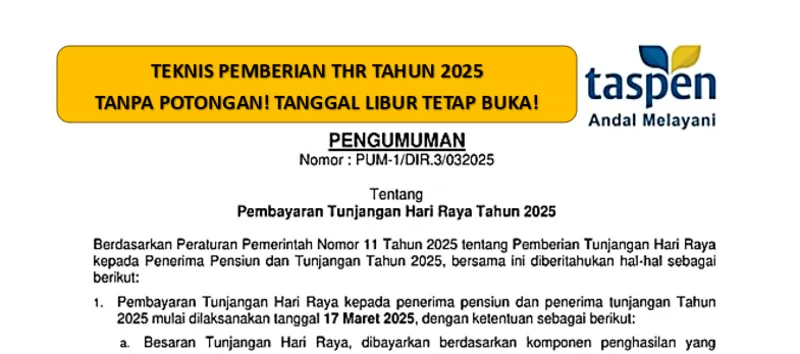 Apa Rahasia di Balik Pencairan THR Pensiunan 2025? Taspen Buka Kartu