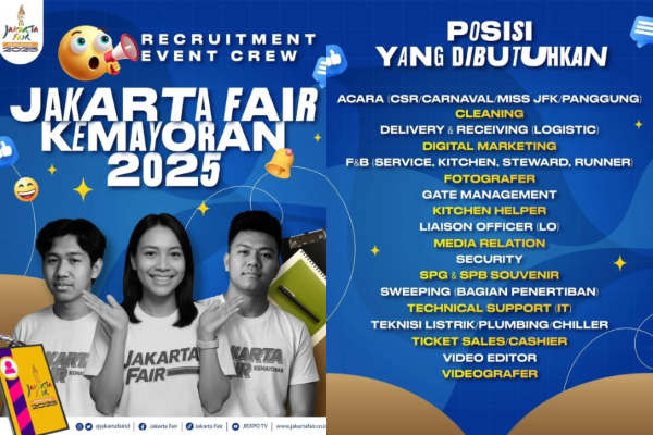 Terbuka Kesempatan Bergabung di Jakarta Fair 2025, Ini Syarat dan Posisi yang Tersedia