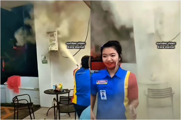 Aksi Heroik Pegawai Wanita Indomaret Kalimantan Barat Padamkan Kebakaran, Tuai Pujian Netizen