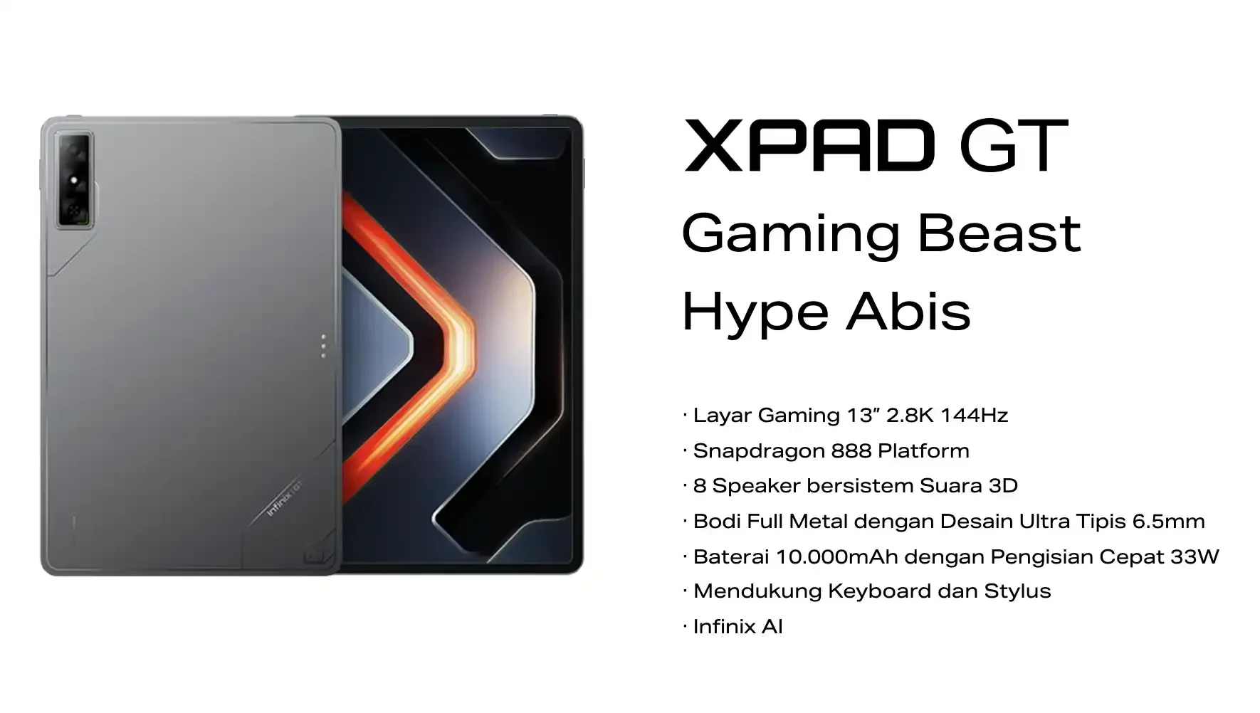 Infinix Xpad GT Meluncur! Tablet Gaming Snapdragon 888 Layar 144Hz, Baterai Gahar untuk Gamer Indonesia
