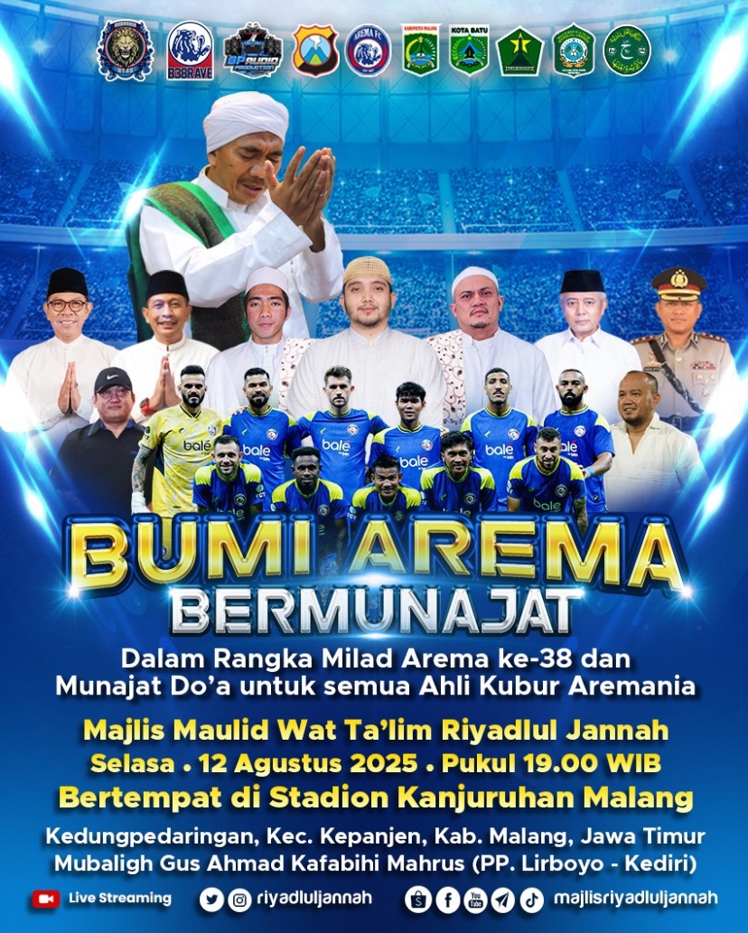 Milad Arema ke-38, Jadwal Acara Doa Bersama di Stadion Kanjuruhan ‘Bumi Arema Bersholawat’