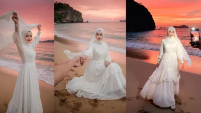 Koleksi Baru Prompt Gemini AI, Foto Sendiri di Pantai dengan Flash HP dan Sunset