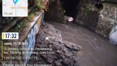 Breaking News! Jembatan Sonokembang Pandanwangi Longsor Akibat Hujan Deras