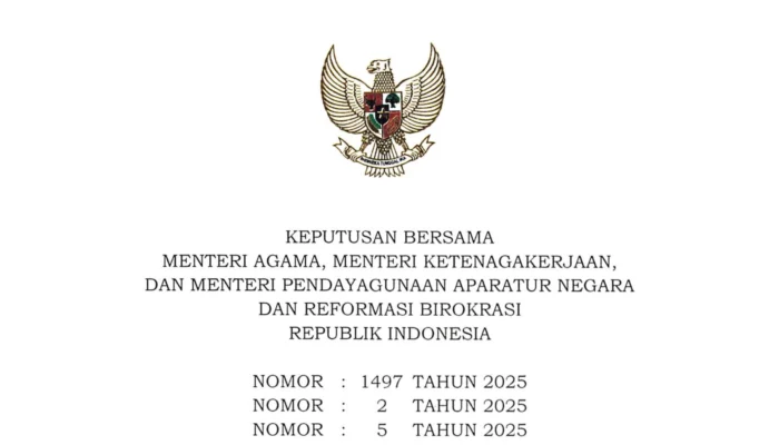Surat Keputusan Bersama (SKB) 3 Menteri, yaitu Menteri Agama, Menteri Ketenagakerjaan, dan Menteri PANRB Libur 2026