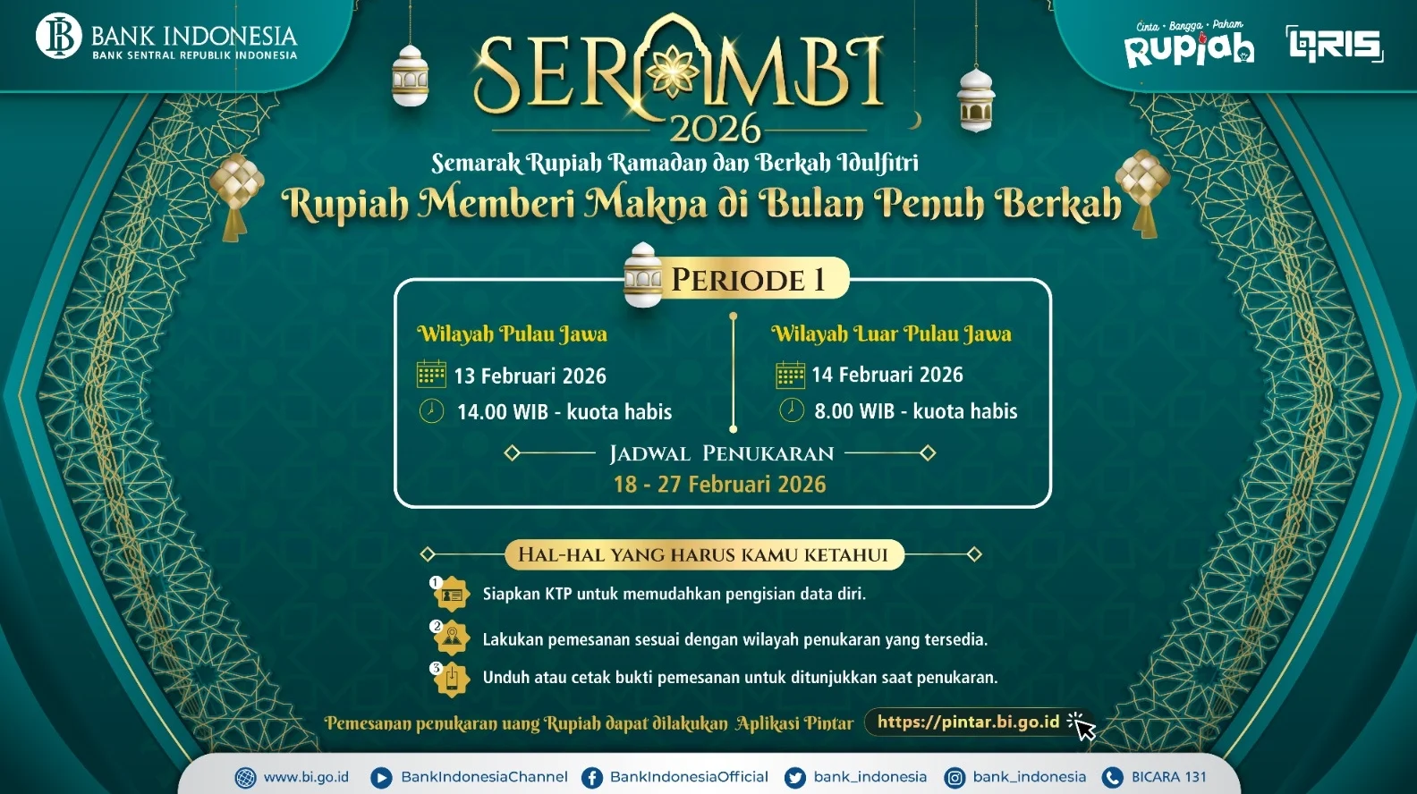 Jadwal Tukar Uang Lebaran Periode Pertama, Maksimal Rp5,3 Juta, Cara Daftar Lengkap di PINTAR