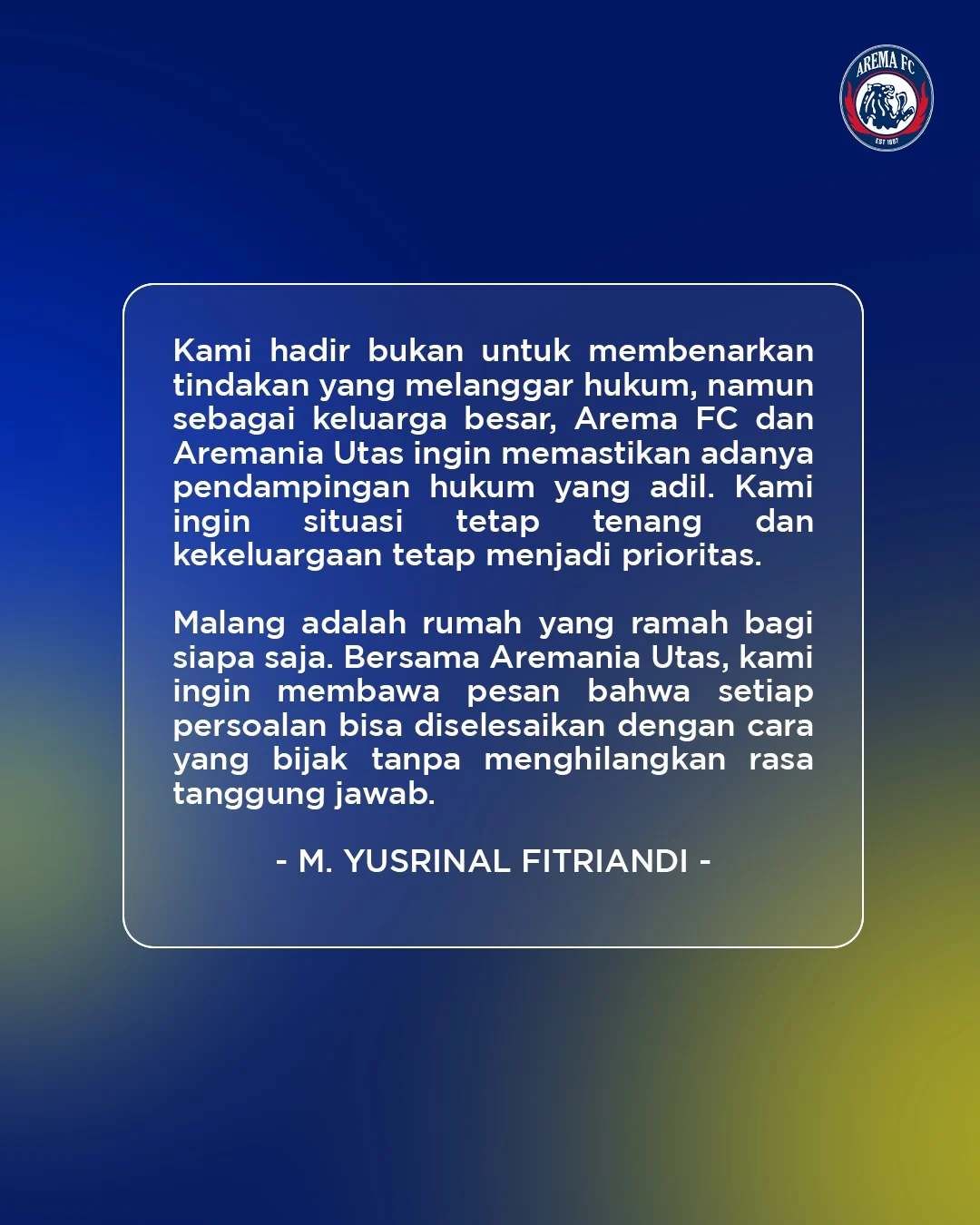Pernyataan resmi Manajemen Arema FC (Dok. Arema FC Official)